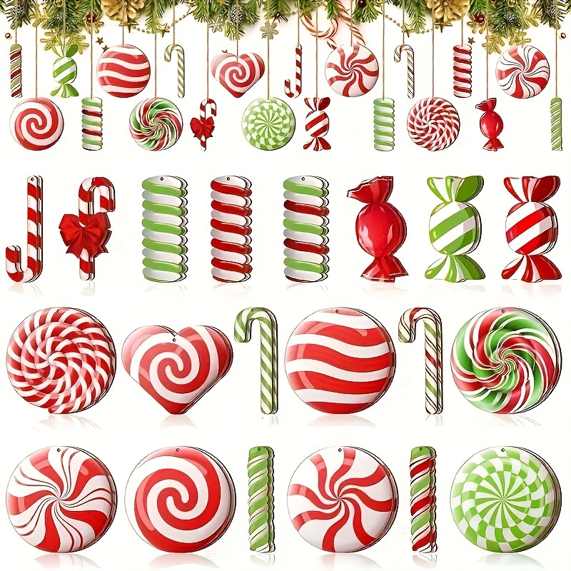 

20pcs Vintage Wooden Christmas Ornaments Set - Festive Hanging Decorations For & Party, Christmas Decor
