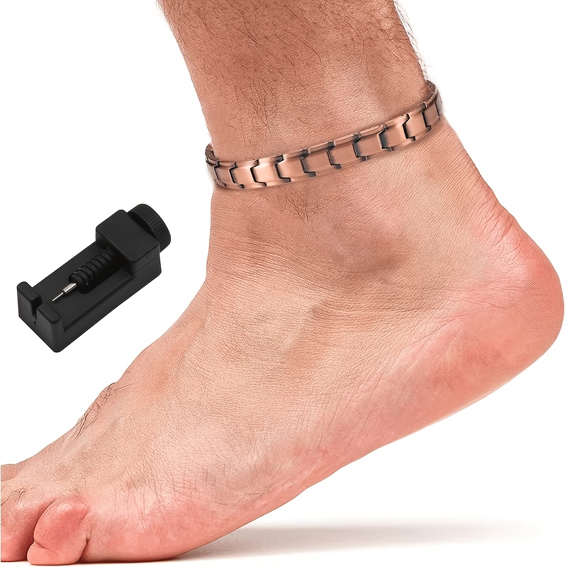 TEMU Men's Copper Magnetic Anklet And Size Adjustment Tool, Fashion Ankle Bracelet, Ideal Gift For Men, For Father's Day