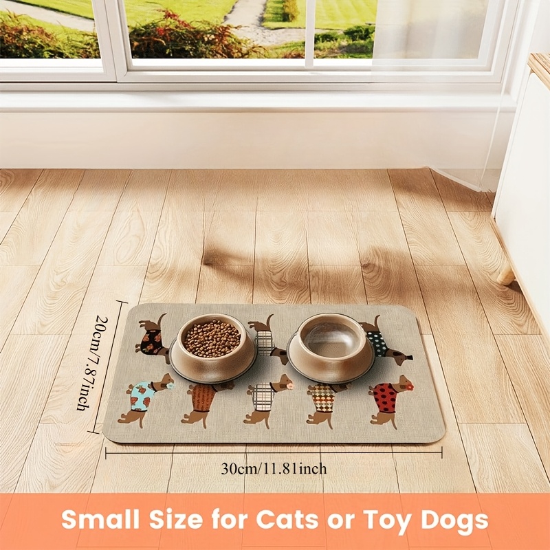 TEMU 1pc Mud Pet Feeding Mat: , Water-absorbent, Non-slip, Durable And Easy To Clean, Designed For Cats And Dogs; Washable Pet Food Bowl/water Bowl
