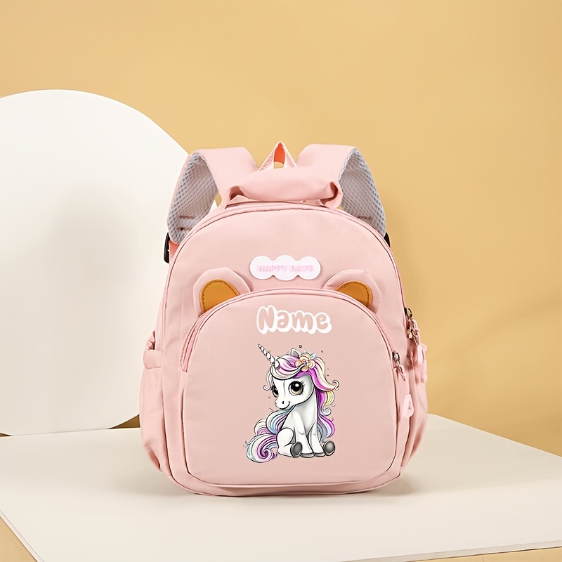 TEMU Mochila de unicornio personalizada con y mensaje personalizados - para , bolsa de baile, viajes, correas ajustables, mochila de nailon duradero