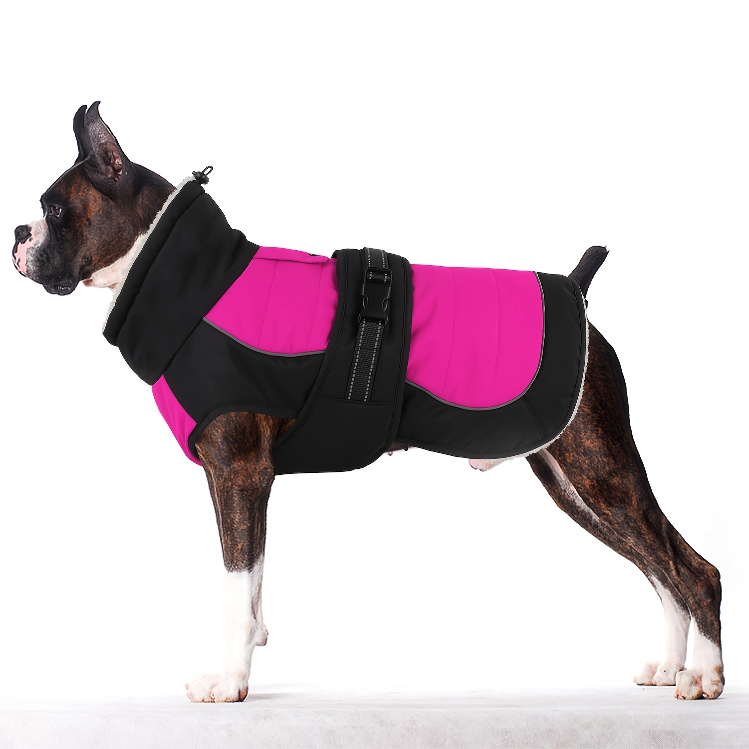 TEMU Cappotto invernale per cani con e in pile, giacca e spessa per animali domestici, tuta da per cani con foro per guinzaglio e chiusure a strappo,