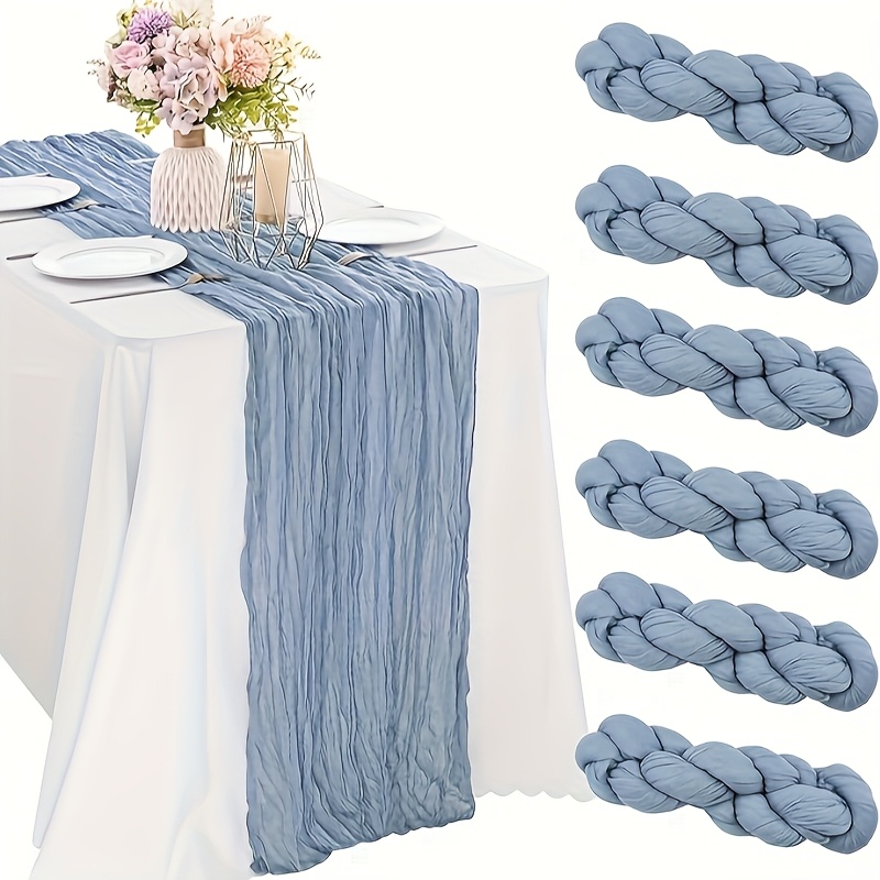 6 Pieces Gray Blue Table Runner Bohemian Tablecloth Grass Wedding Birthday Baby Shower Party Bohemian Table Decor (gray Blue)