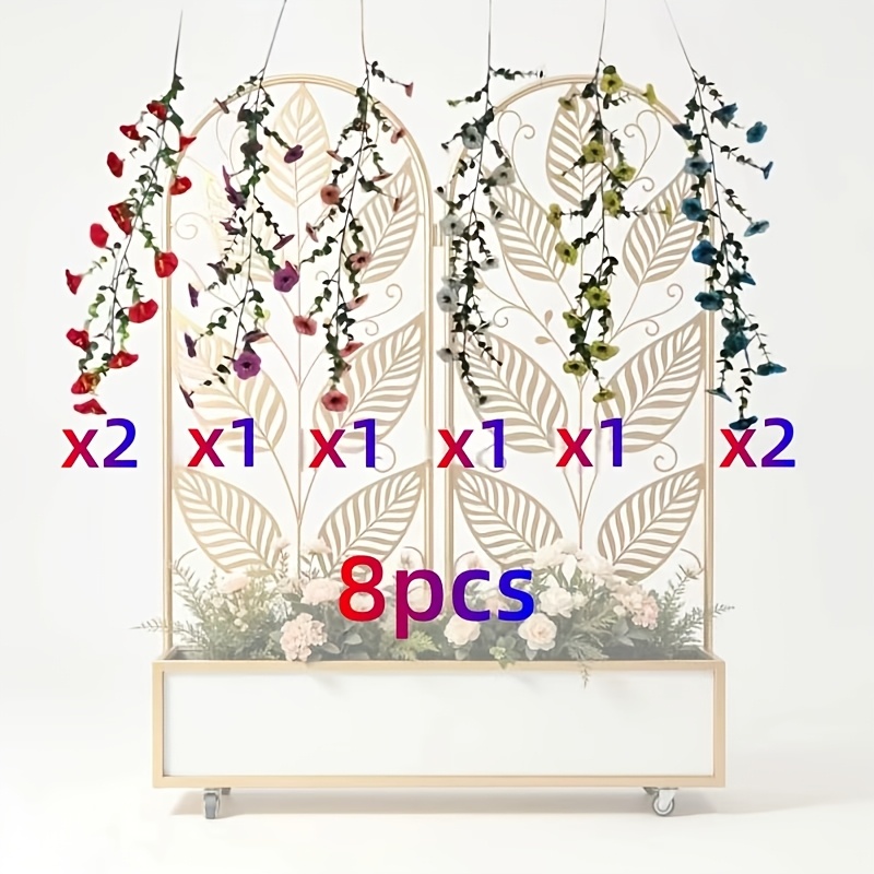 TEMU 8pcs Artificial Outdoor Simulation Flowers Mixed Color Pansies + Red Combination Wall Hanging - Outdoor Holiday Hanging Artificial Plants,