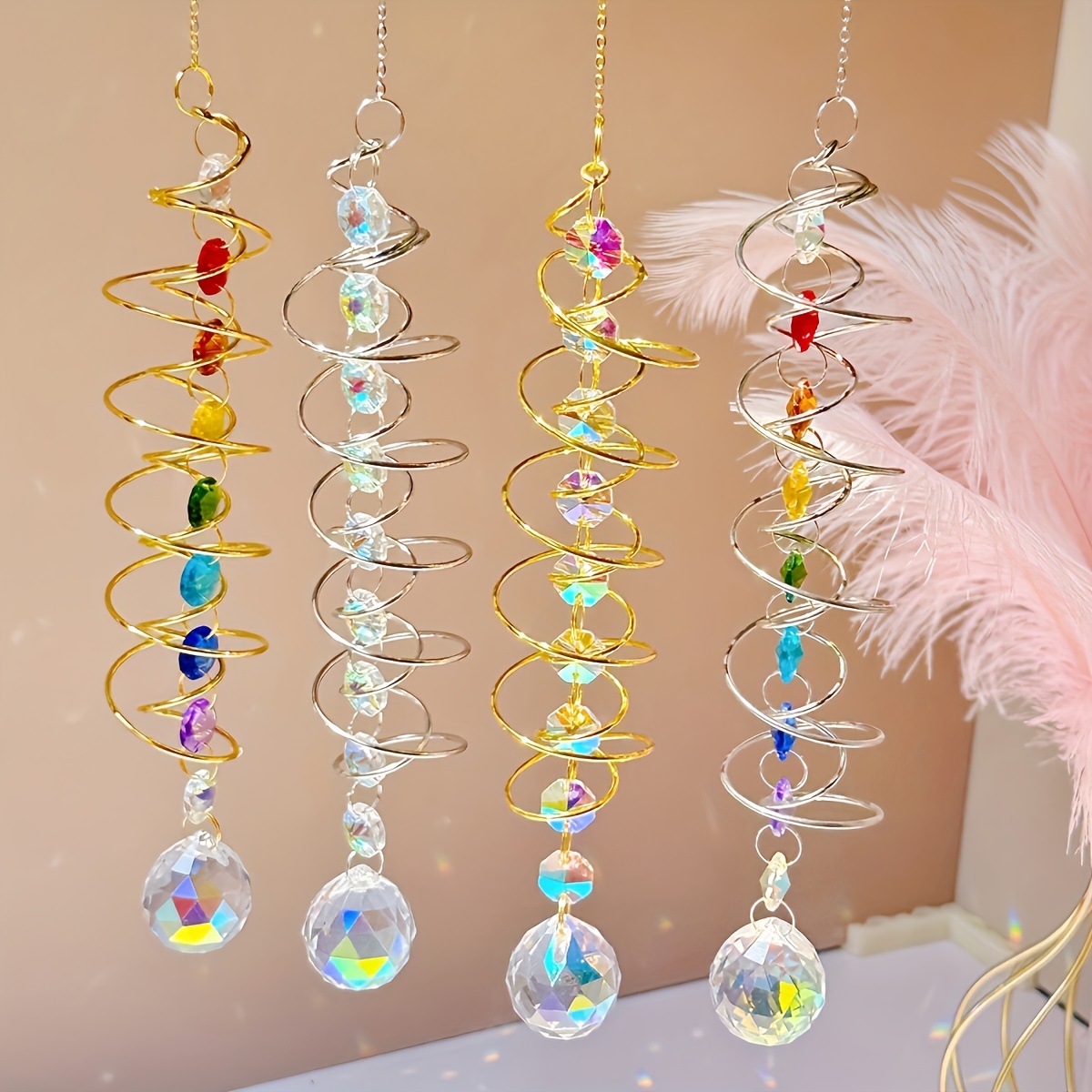 

1pc, 3d Gaze Ball Spiral Tail Wind Rotation Stabilizer Hanging Decoration Rainbow Maker Hook Sun Catcher Wind Chime Hanging Ornament Hanging Decoration