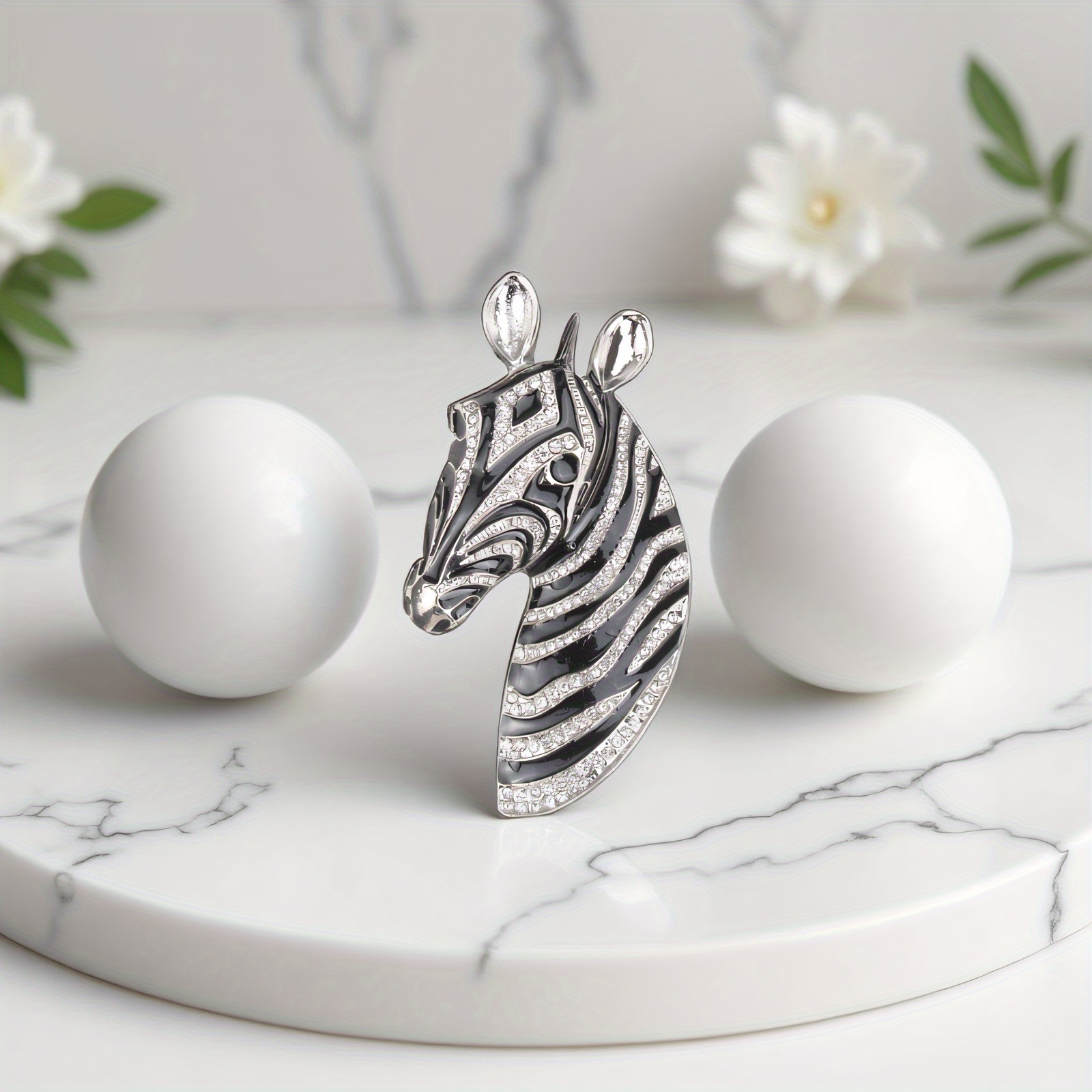 Image of Urban - Edgy Zebra Brooch – Streetwear Shoots, City & Art Exhibitions. Pairs With Coats, Jackets, And Minimalist Tees To Add Sleek