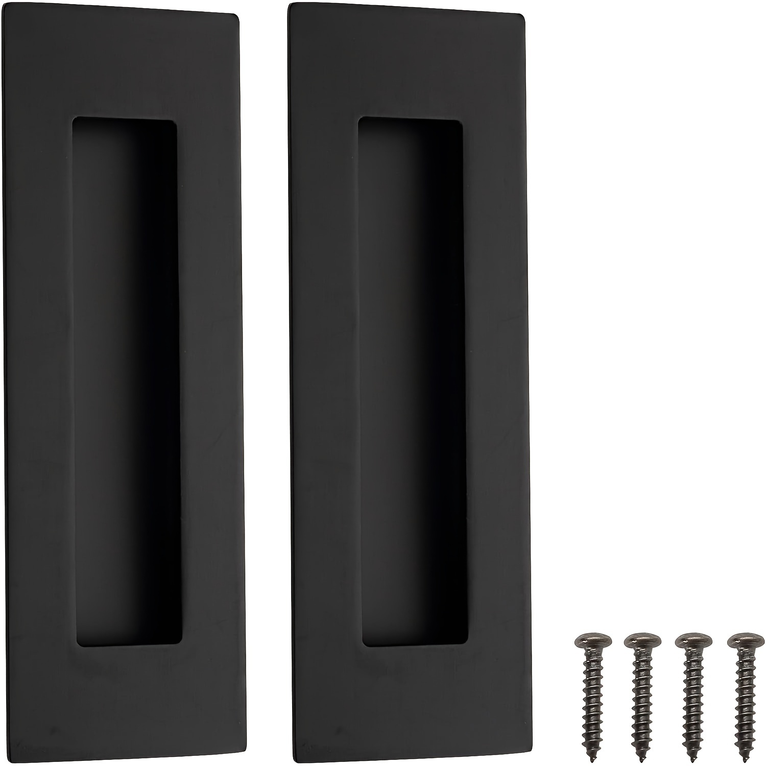 

2-pack Stainless Steel Recessed Pocket Door Handles - Black Flush Pulls For Sliding Closet And Barn Doors, & Smooth Finger Pulls With Hidden Screws