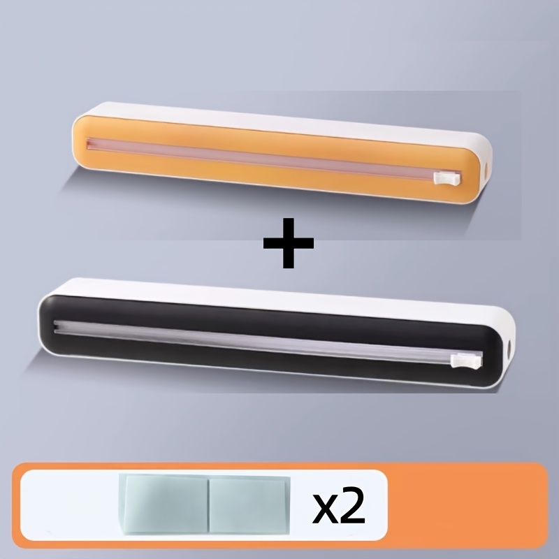 TEMU 2-in-1 , Suction Cup Plastic Storage Box With Built-in Cutter, Compatible With 11.8in Plastic Wrap And Aluminum Foil, Non-food Contact Kitchen