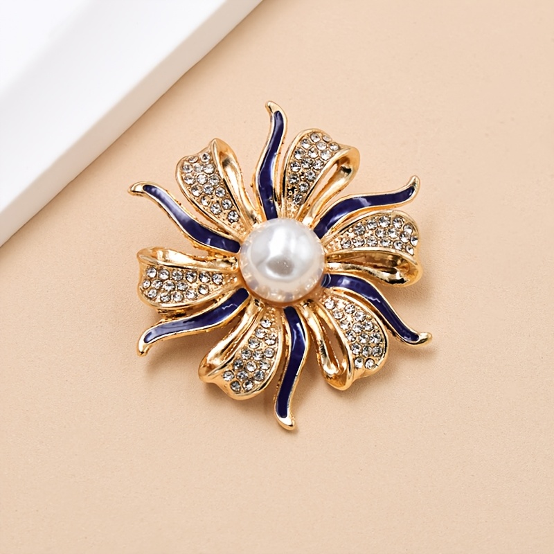 TEMU 1 Broche Élégante Émaillée de Fleurs, Accessoire de Col en Pétales Torsadés en Métal. Convient pour les Quotidiens, les Dîners d'Affaires et les