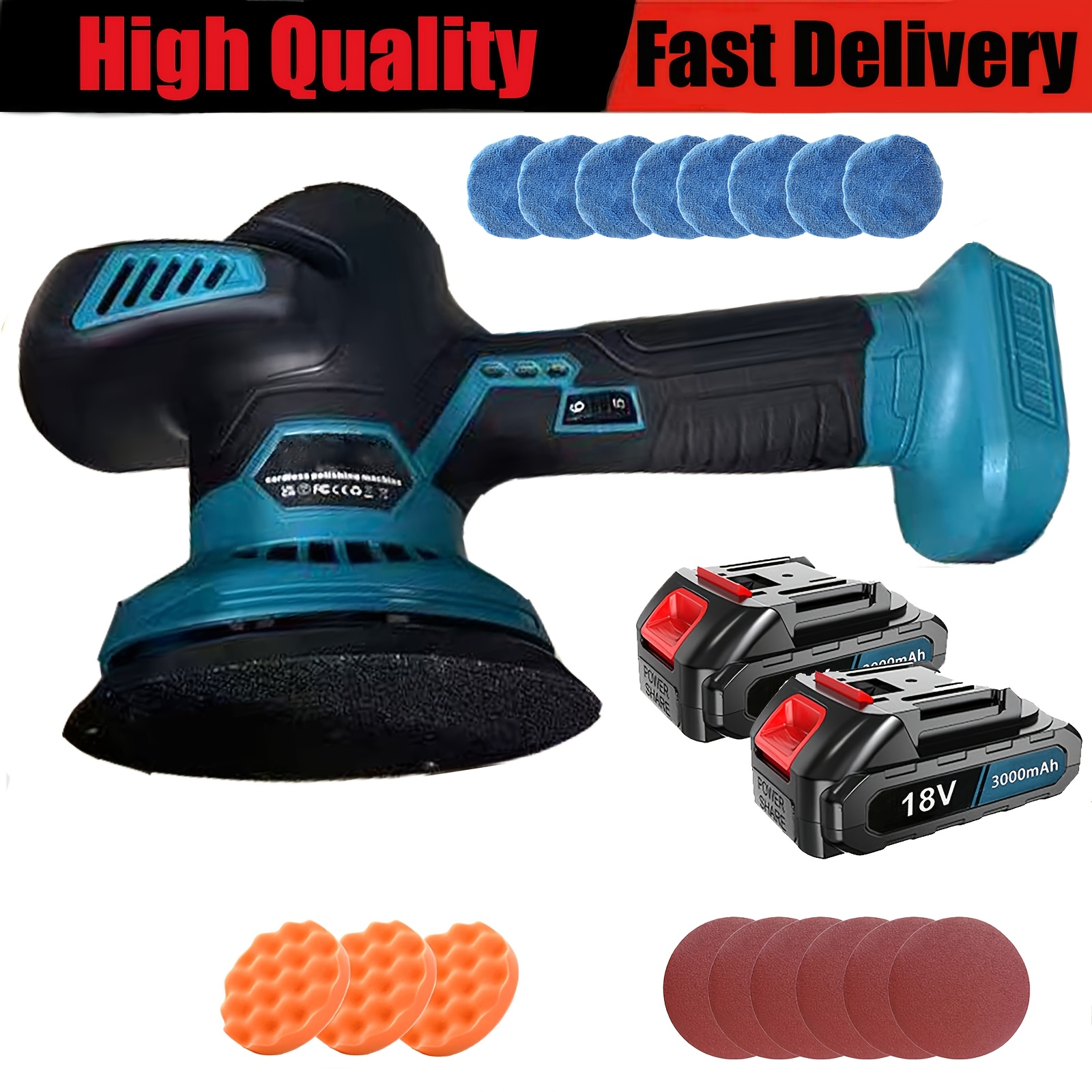 Image of 400w Cordless Car Buffer Polisher Kit 6 , Portable Wireless Buffer With 2x 3000mah Battery, Car Buffers And Polisher Ideal For Car Detailing/ Polishing/ Waxing/ Scratch Removing