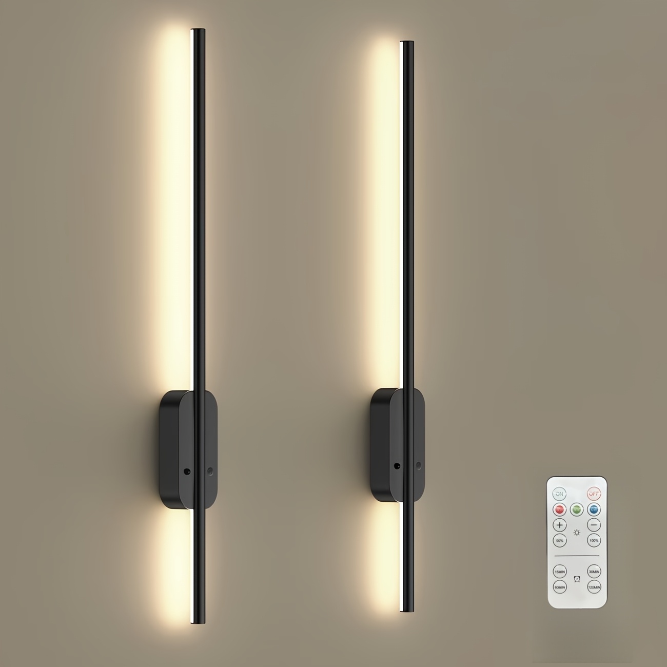 2 pack rechargeable battery operated wall sconces dimmable wireless led wall lights with remote   wall lighting for bedroom living room hallway entryway it offers 3 color temperature settings