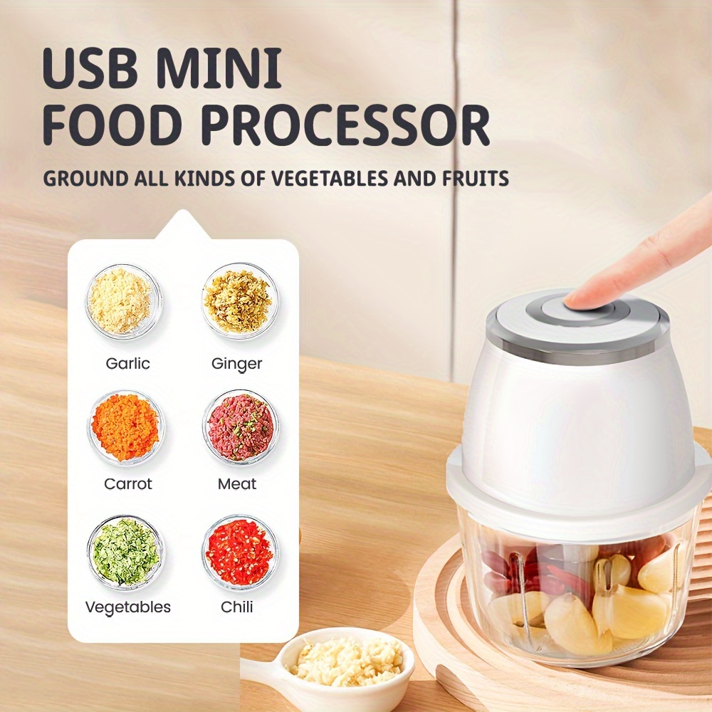 powerful 304 stainless steel portable electric food chopper processor 350ml mini usb wireless handheld garlic slicer for vegetables meat Product details 0
