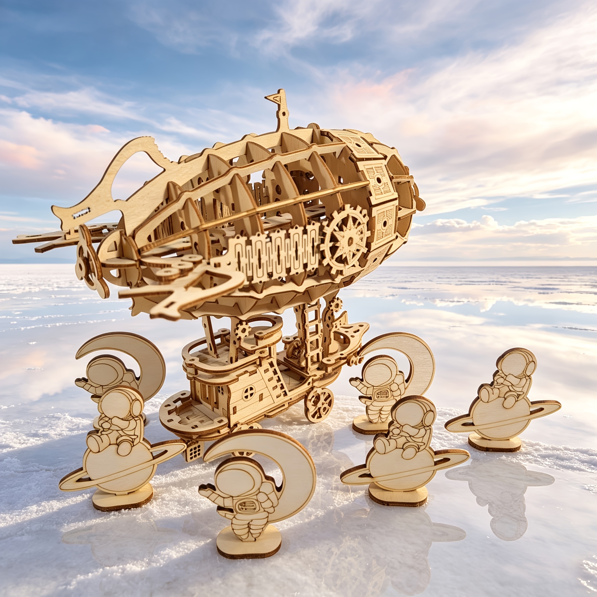3D Steampunk Airship Wooden Puzzle, Airship Model