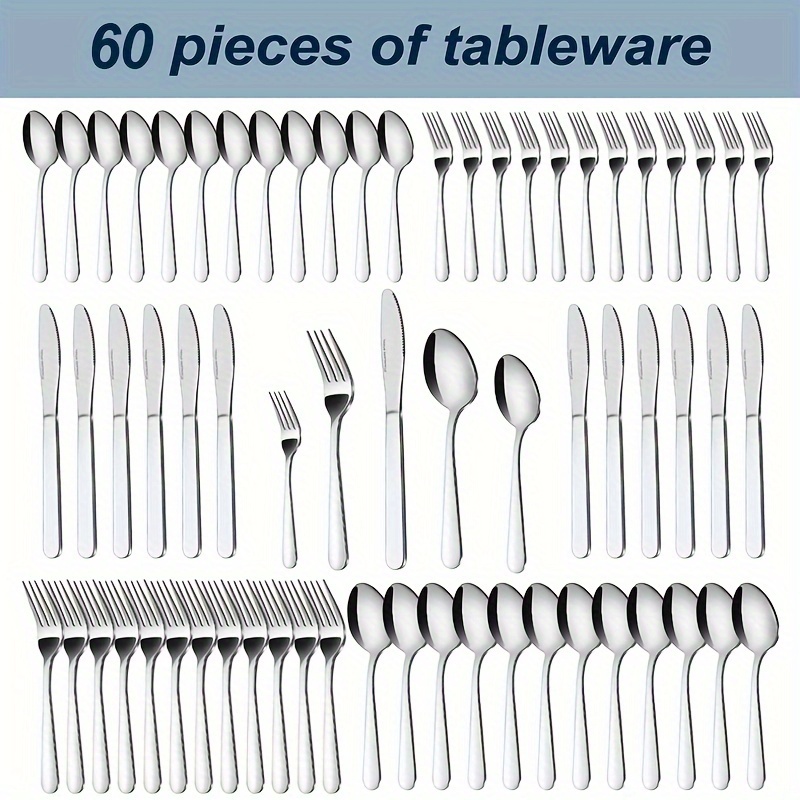 

60/90pcs Steel Silverware Set Knife Tableware Set, Wholeasle Silverware Suitable For And And Restaurant