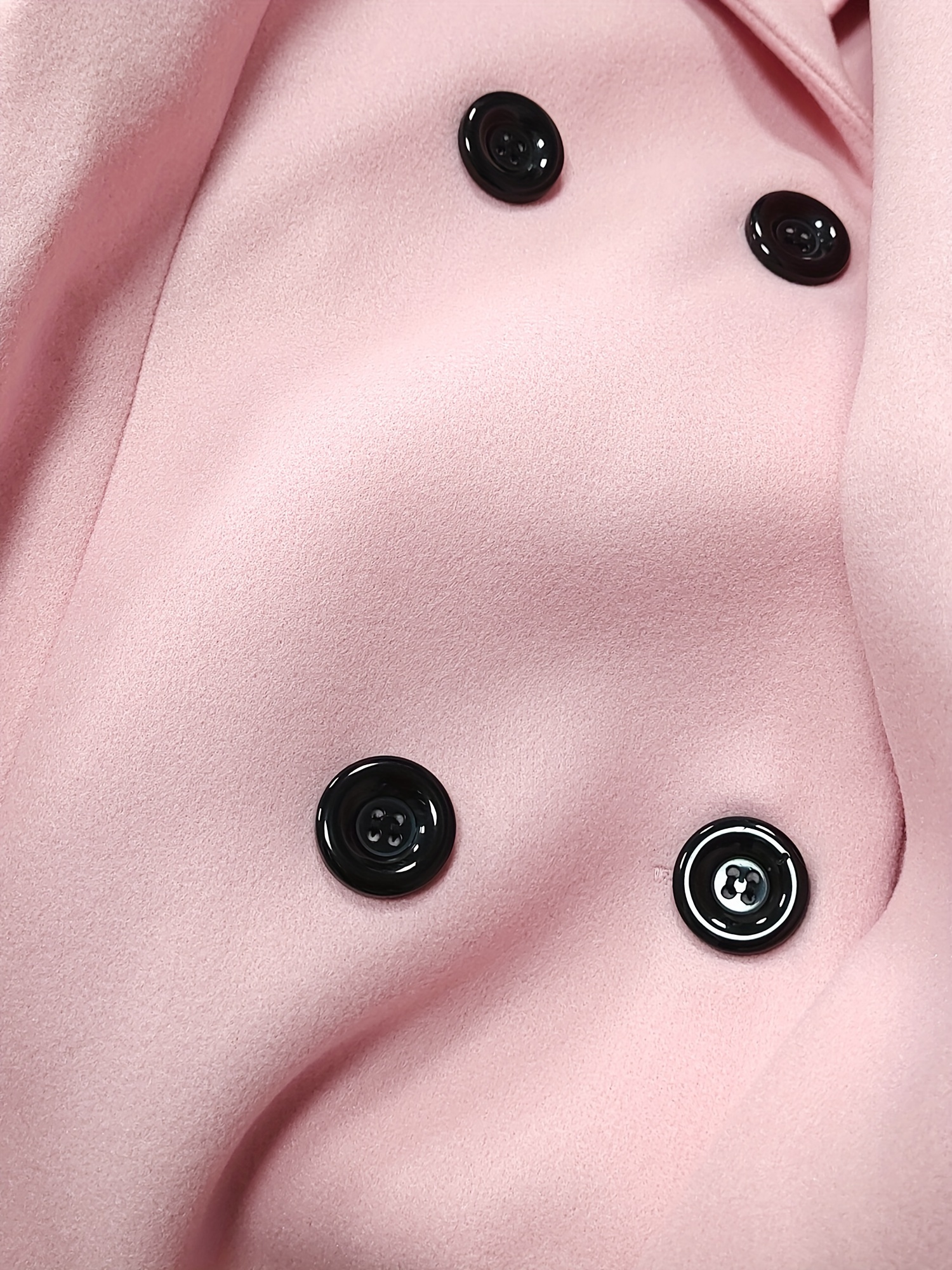 Abrigo de manga larga con doble botón, elegante abrigo de solapa de color liso para otoño, ropa de mujer. - Imagen 3