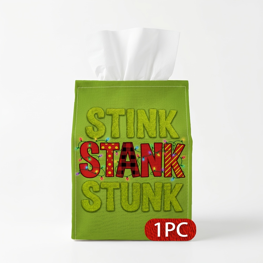 TEMU 1pc Whimsical Modern High Quality Tissue Box "stink " Green Suitable For Bathroom, Living Room, Bedroom, Dresser, Coffee Table, And Dining Table