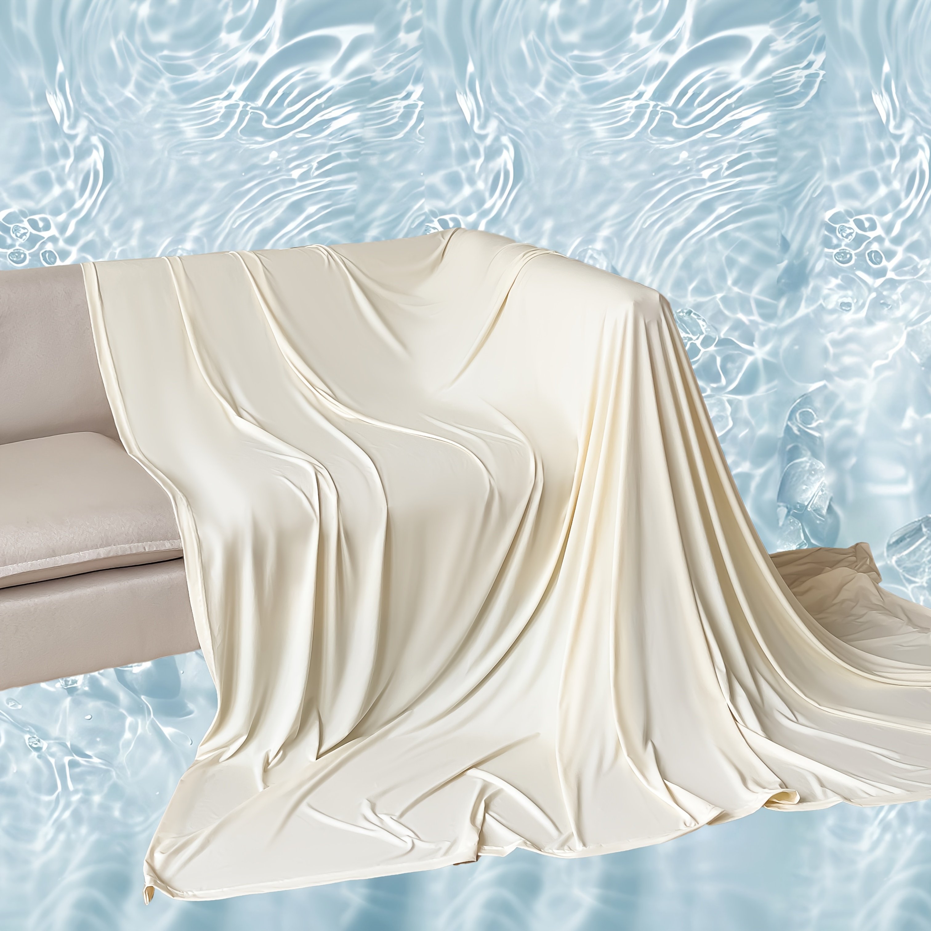 Image of 1 Summer Cooling Blanket. Breathable, Soft, And Fabric With Dual-sided . Its Lightweight Perfect For Hot Weather, Ideal For Multiple : Bedrooms, Sofas, Office , Outdoor Relaxation Or Car Use.