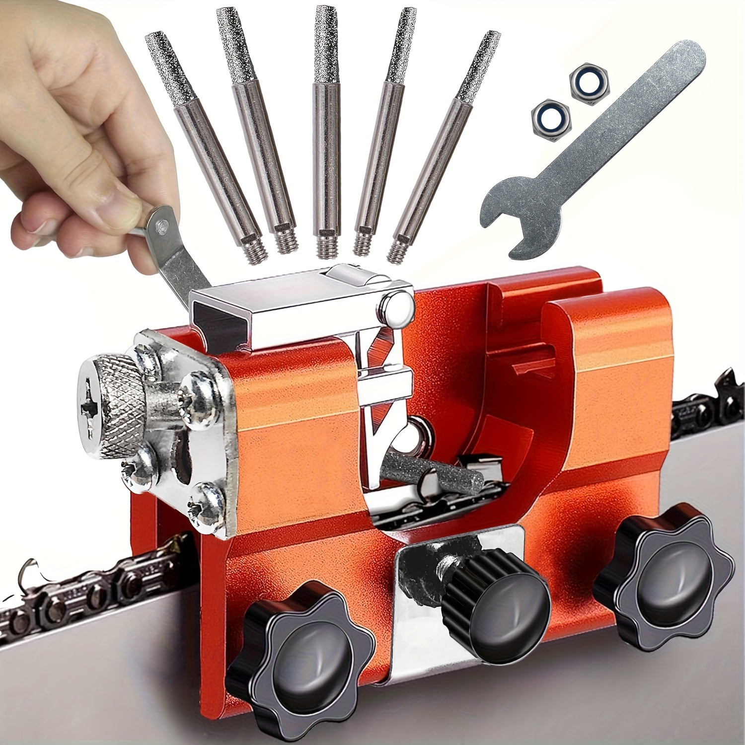Portable Chainsaw Chain Sharpening Jig - Hand Crank Sharpener Tool For 12-20" Chainsaws