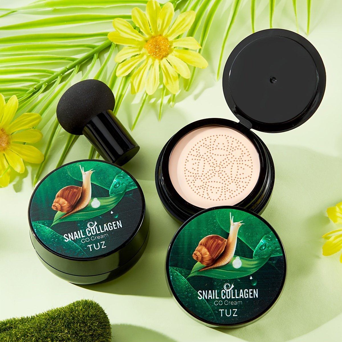 [Snail Collagen Cream] Waterproof Long-Lasting Snail Collagen Cc Cream Mushroom Head Air Cushion Bb Cream, Face Concealer Air Cushion Cream, Moisturizing Foundation Cream