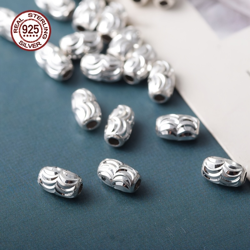 20pcs S925 Sterling Silver Fluted Beads for DIY Jewelry Making