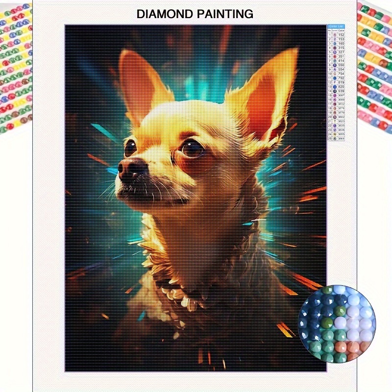 

5d Diamond Painting Kit For Adults, Full Drill Chihuahua Dog Art Set, Round Diamond Diy Craft, Mosaic Home Wall Decor Gift, 11.8x15.8 Inch Without Frame - Use Without Electricity