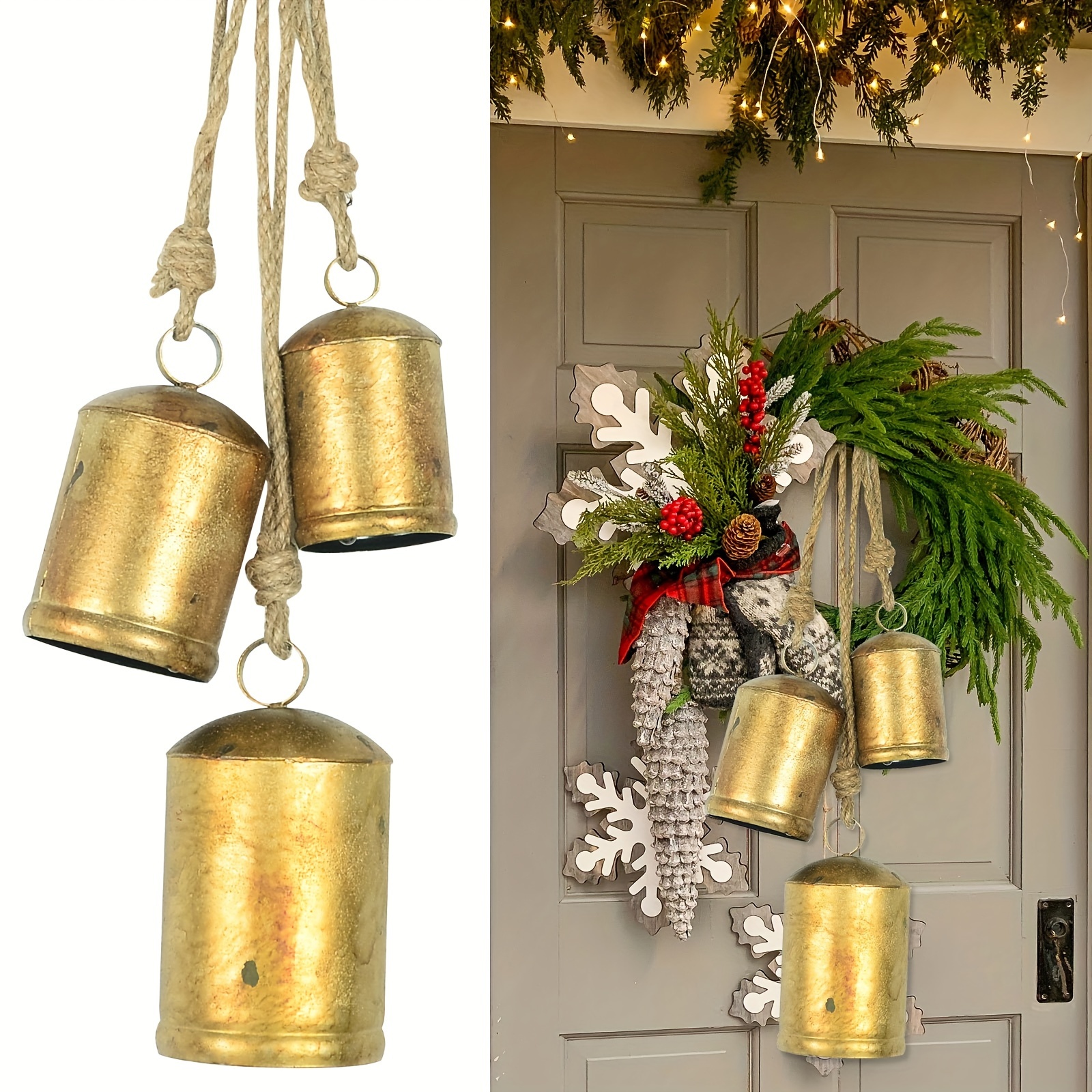GOOHOCHY Metal Vintage Antique Bells Chinese Mini Sculpture Bronze Buddhism Bell Wind Chimes For Christmas Wedding Doors Dog Training