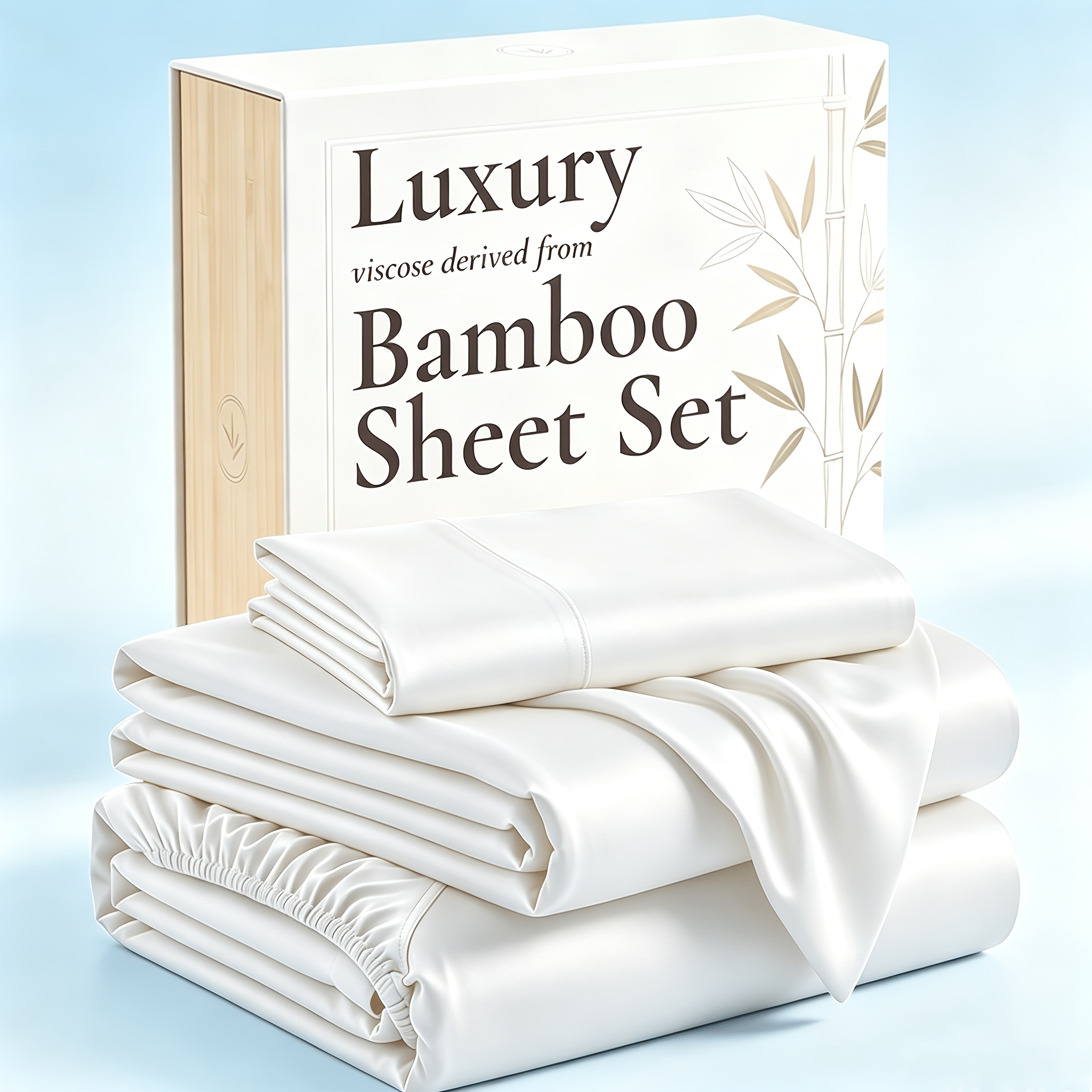 TEMU Extra Deep Pocket Bamboo Sheets Set - Queen Size Kids Breathable And Cooling Bed Sheets - Hotel Sheet Set - Soft, Wrinkle-free And Comfortable -