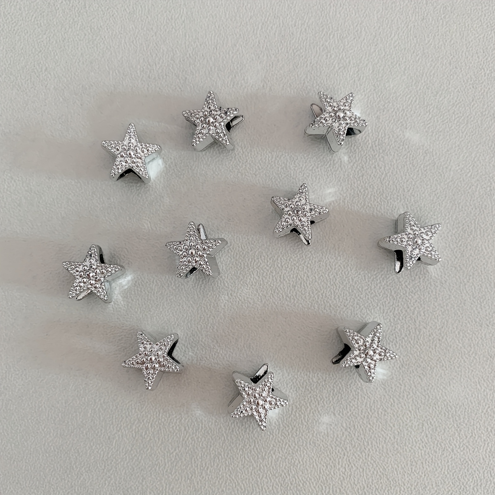 Image of Set Of 10 Shoelace Charms Featuring Faces And Glittering Square And Star Designs, Ideal For Sneakers And Party Occasions