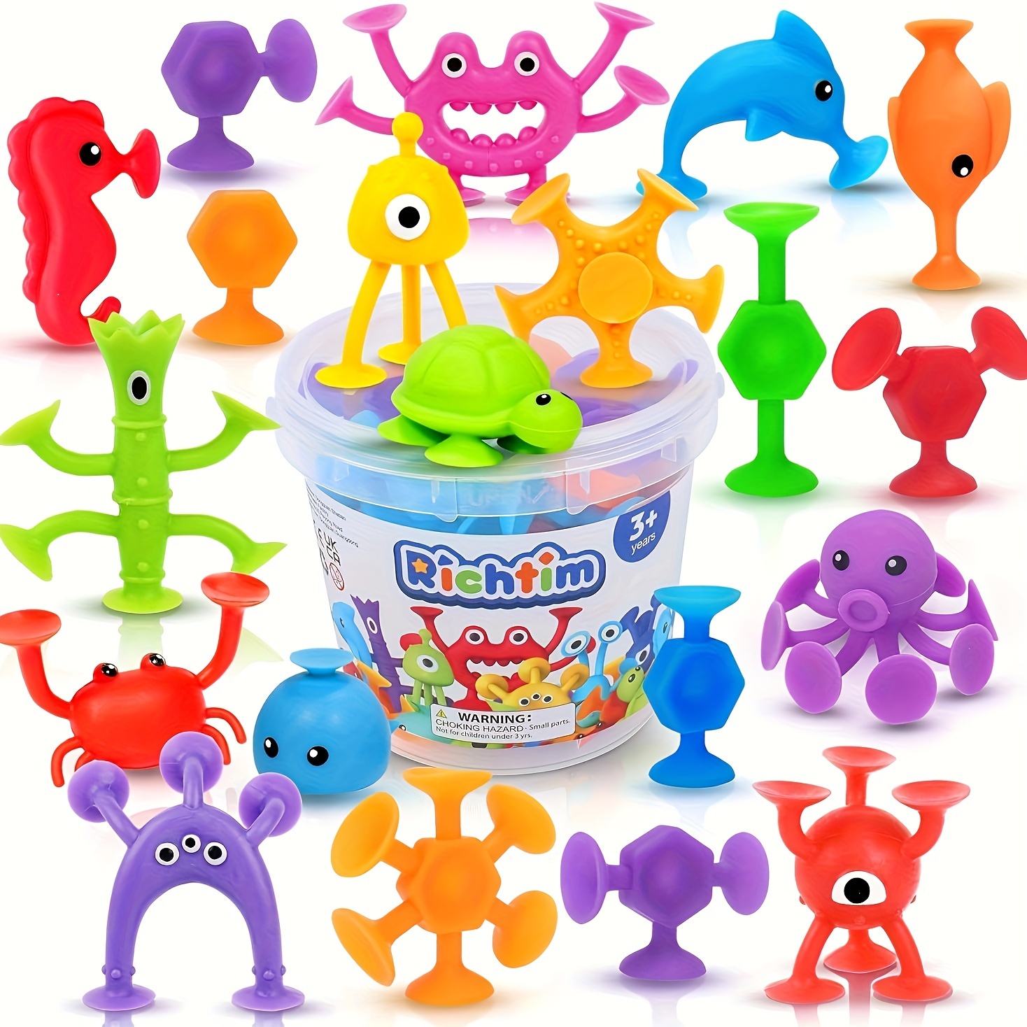 

32 Pcs Travel Toys Kids Suction Toys: Toddlers Suction Bath Toys No Hole Bath Toys, Travel Toys Airplane Suction Toy, Ideal Stocking Stuffers For Babies Boys Girls Christmas Gift