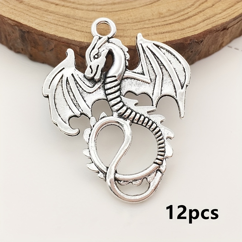 E-shop 12 Stück Drachen-Anhänger im Vintage-Stil, handgefertigte Schmuckverzierungen für Ohrringe, Halsketten, Armbänder, Schlüsselanhänger und
