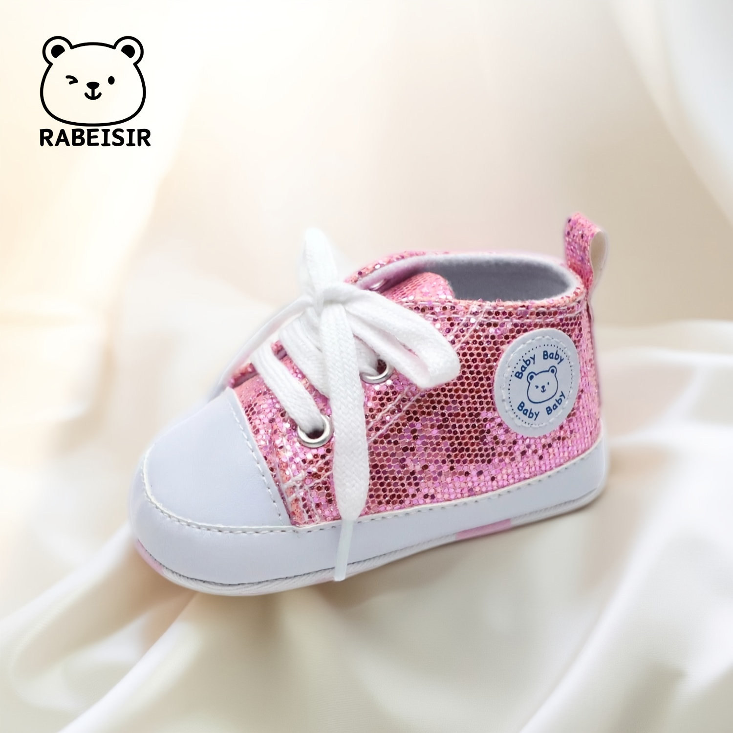 Trendy Comfortable Sequin Sneakers For Baby Boys, Lightweight Non Slip Shoes For Indoor Outdoor Walking, Spring And Autumn