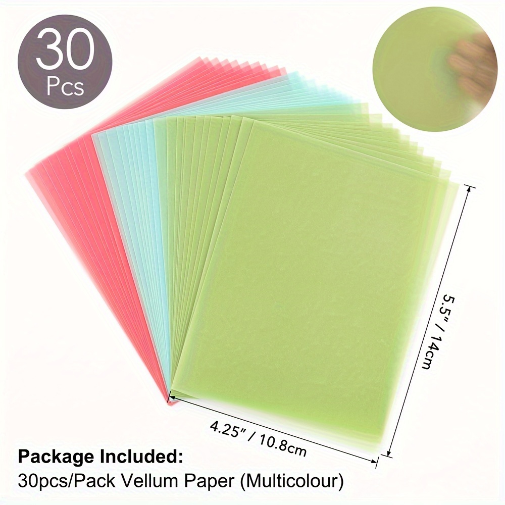 Image of Colored Frosted Smooth Vellum Paper Sheets 4.25x5.5inch Heat Resistant Pearled Golden/silver Paper For Crafts Tracing