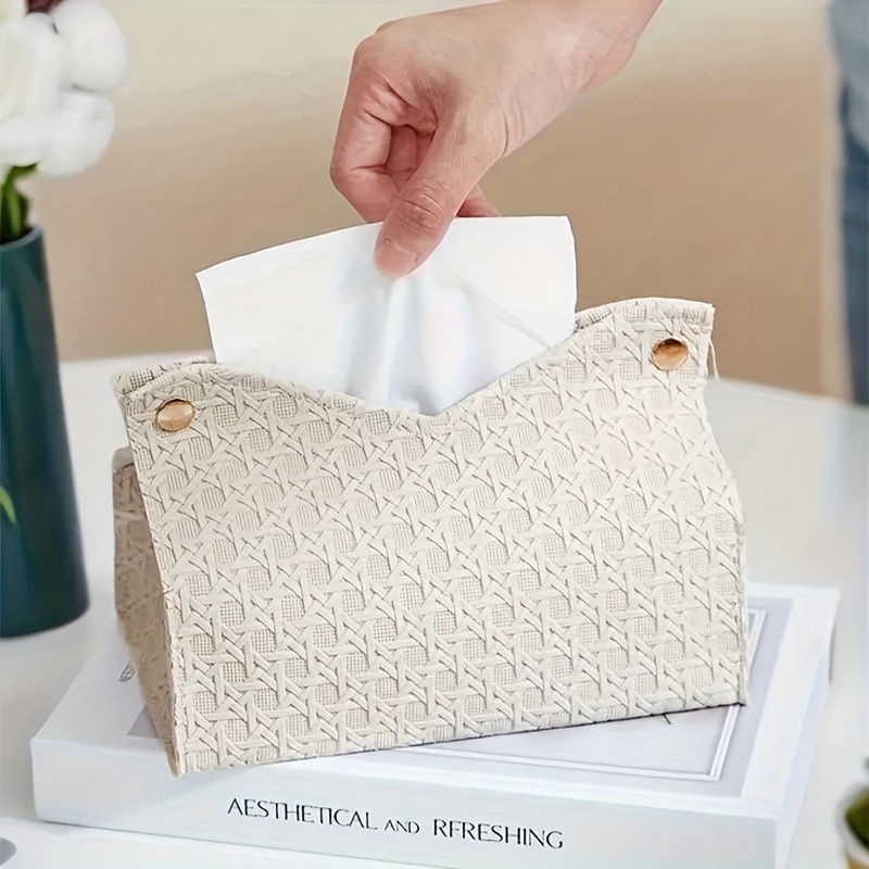 white woven fabric tissue box cover aesthetic tissue storage box for home and office decor simple and   decorative material fashionable facial stand suitable for living room or coffee table stylish storage box decorative box cover woven texture tissue box cover tissue box holder square tissue box holder travel accessorie organizer and storage packing cube for suitcase compression packing cube luggage organizer travel accessory koffer organizer travel Product details 2