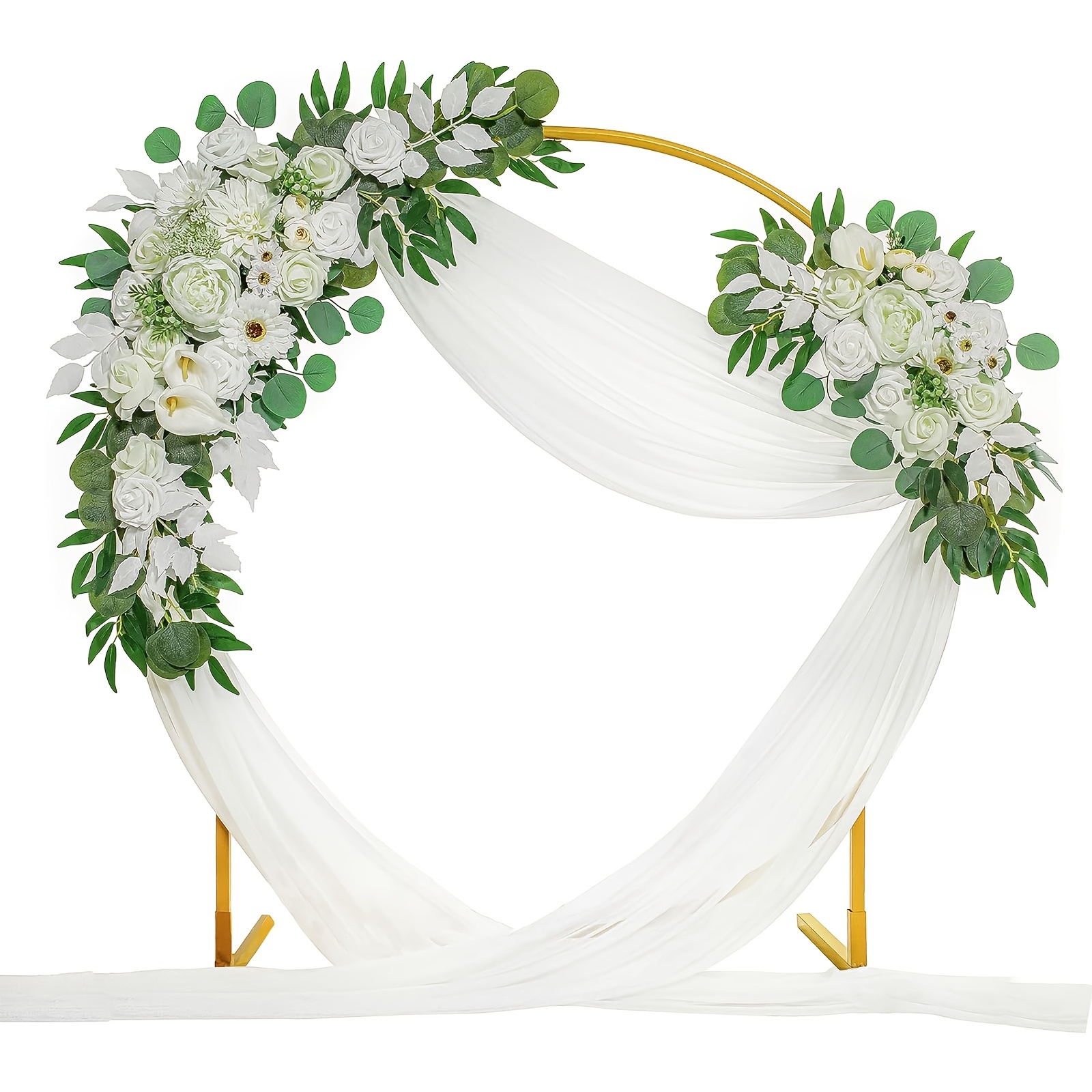 2pcs Wedding Arch Flowers, Artificial Flowers For Reception Backdrop And Welcome Ceremony Sign, Large Flower For Holy And Pure Wedding Ceremony Floral Decor Outdoor Decor, Garden Decor