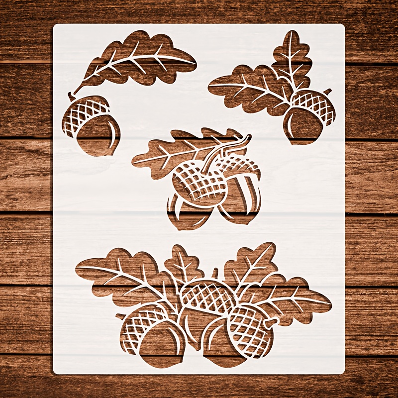 TEMU 1pc Oak Leaf Autumn Plant Painting Template, 10 X 12 Inch Autumn Forest Nut Hollow Template, Reusable For , Mural Creation, Wall Decoration,
