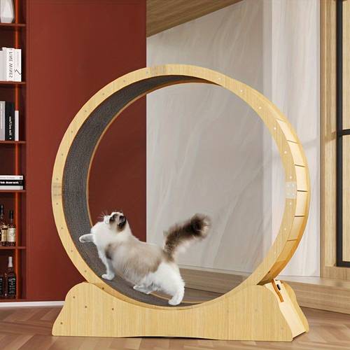Cat Treadmill, Cat Running Wheel With Plush Pad, Fitness Roller Silent Sports Running Wheel, High-fiber Board Cat Climbing Toy