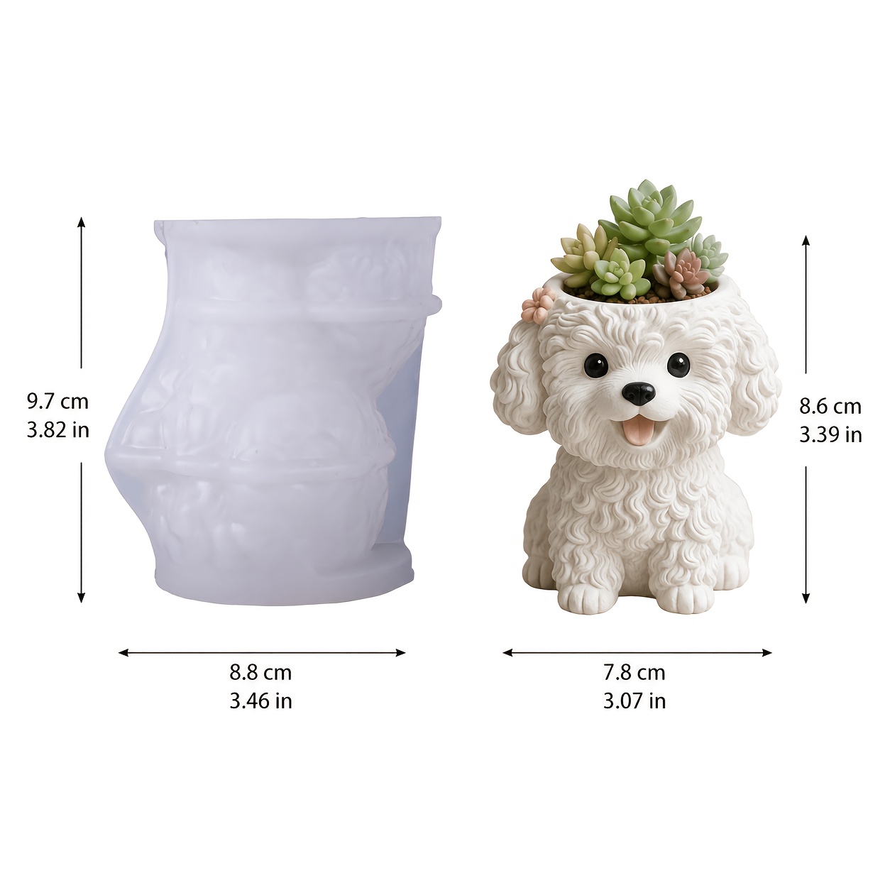 TEMU Resin Silicone Mold, 3d Curly-coated Silicone Mold - A Cute, Seated Poodle-shaped Casting Mold For Planters (suitable For Mini Or Small