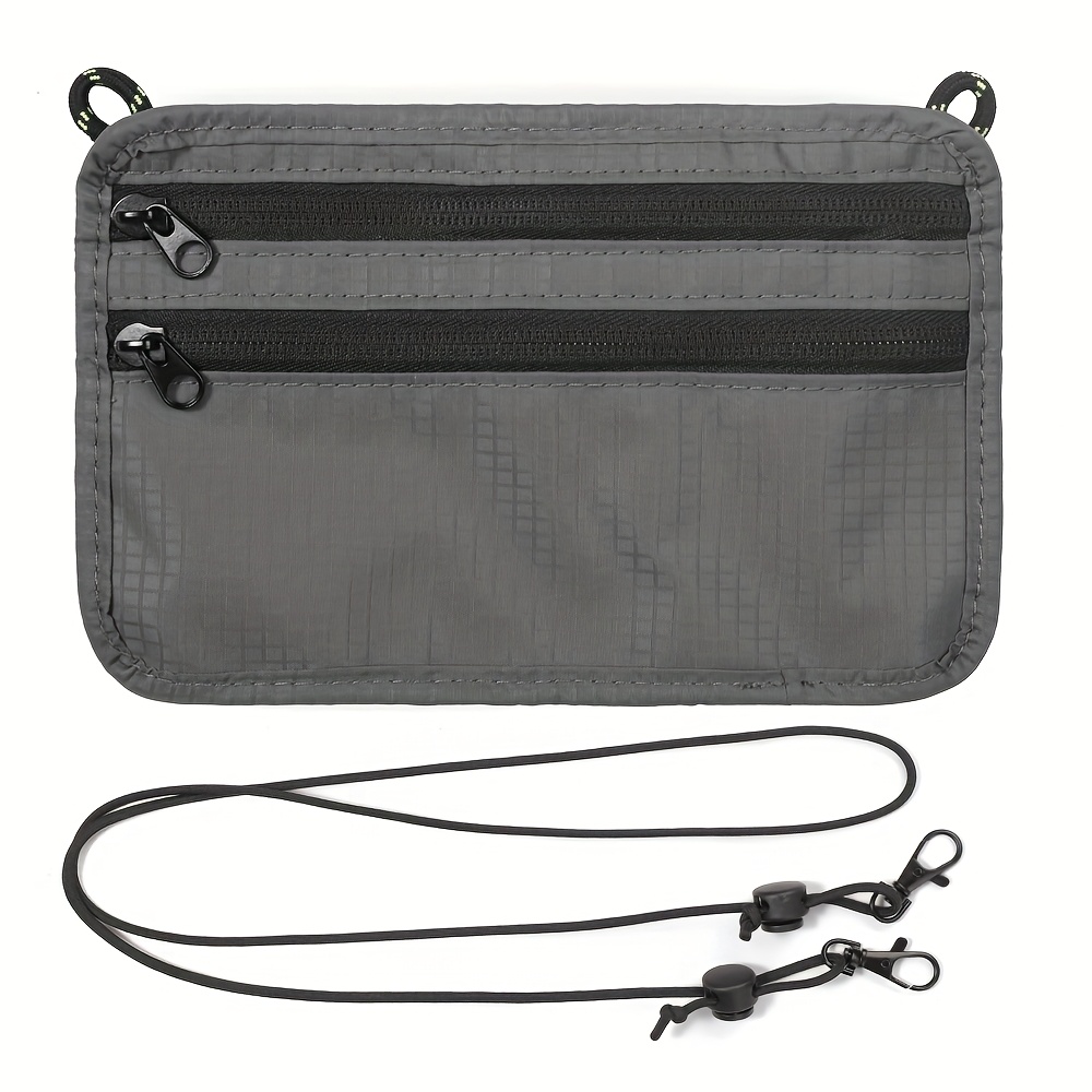 TEMU Wessleco Rfid-blocking Travel Wallet - Lightweight Nylon Passport Organizer & Coin Purse With Adjustable Shoulder Strap, Zip Closure, Anti-theft