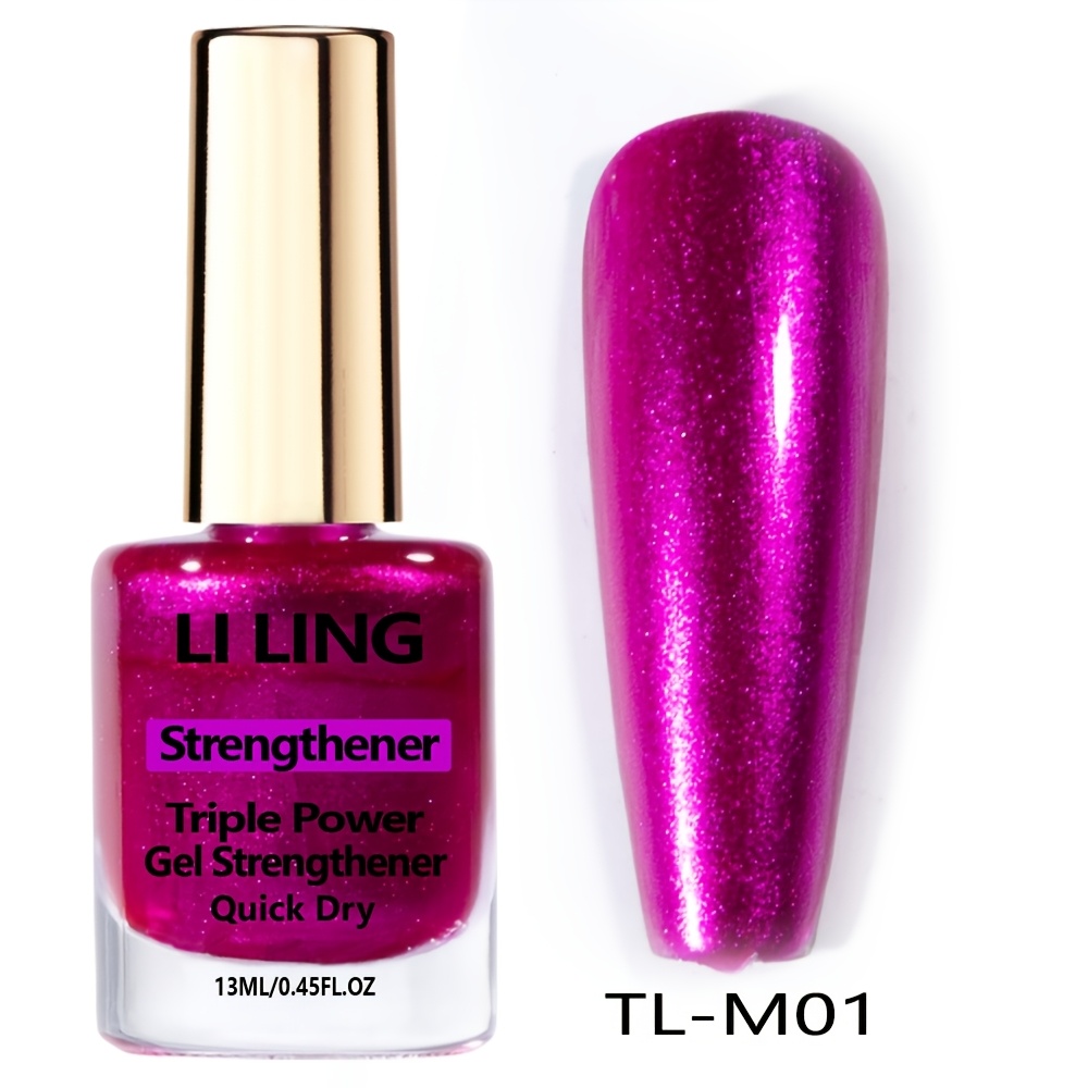 Image of Rose Red Glitter Nail Strengthener - Dries Quickly For A Fast Manicure, Fortifies Nails. An Ideal Present For With A Busy Lifestyle And Fans Of Nail Art