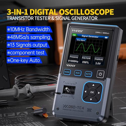 1pc new dso tc4 digital oscilloscope transistor tester 10mhz 48ms s electronic component measurement tool w usb charger