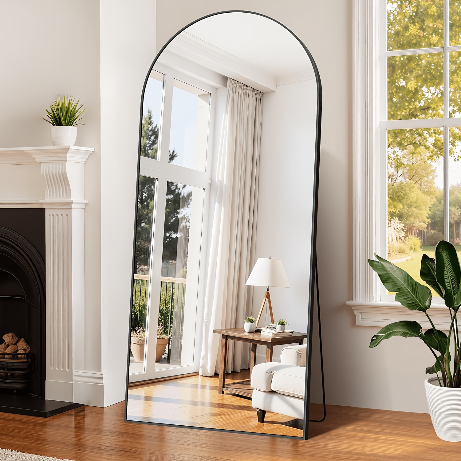 TEMU Arched Full-length Mirror, 60x 165 Cm, Curved Freestanding Mirror Wall-mounted, Against A Wall, Or Used As A Freestanding Piece Ideal For The