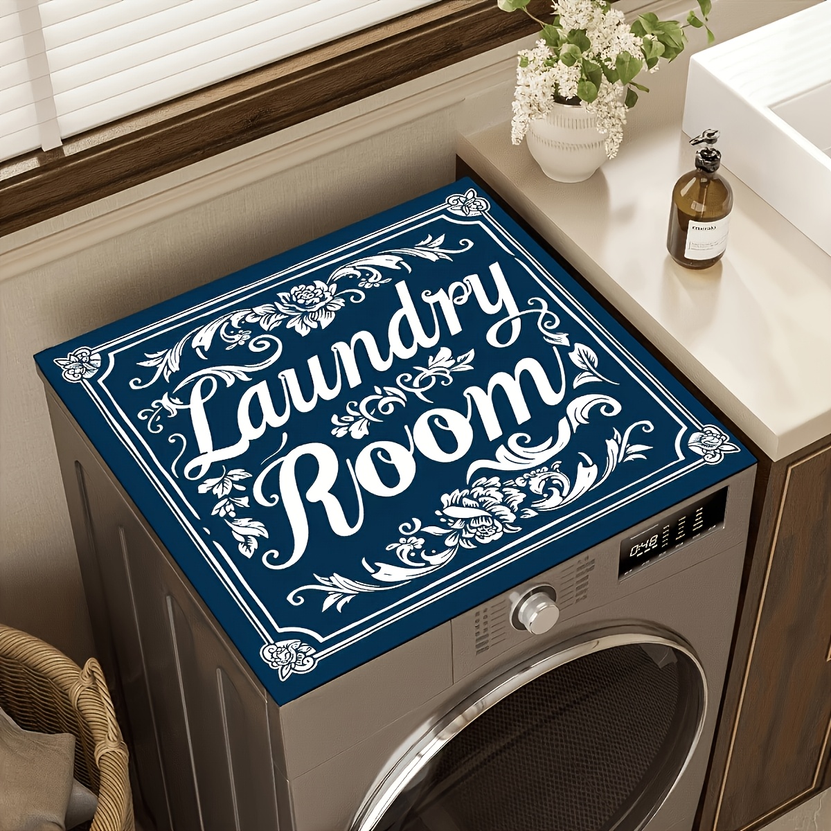 TEMU 1pc Non-slip Washer And Dryer Mat - 23.6x19.7 Inch Laundry Mat, Heavy-duty Base Suitable For Washers/dryers, Easy-to-, Suitable For Front/top