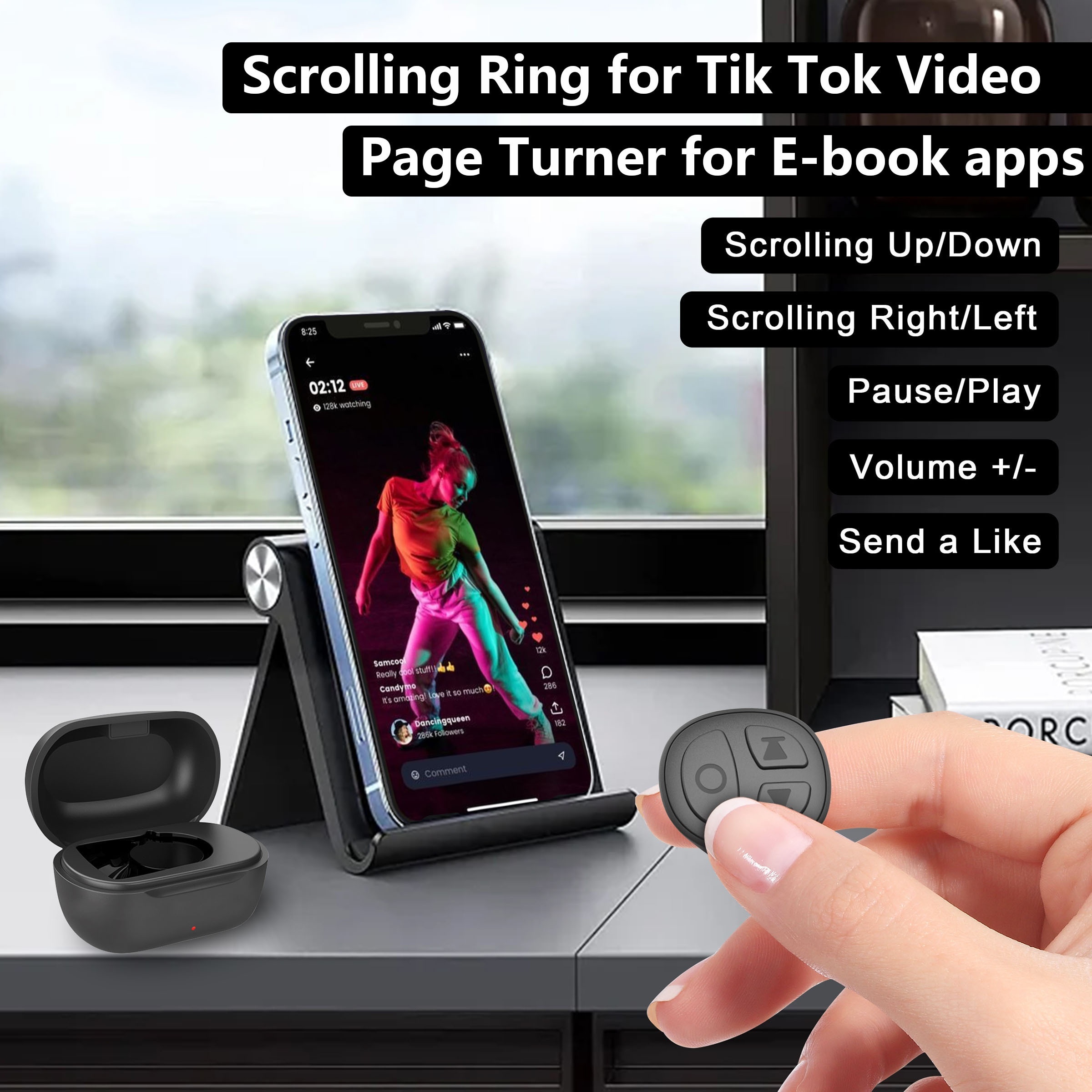 Scrolling Ring Auto Clicker Live Wireless Remote Control Scrolling Ring  Iphone Ipad Android Kindle App Page Turner Remote, Today's Best Daily  Deals