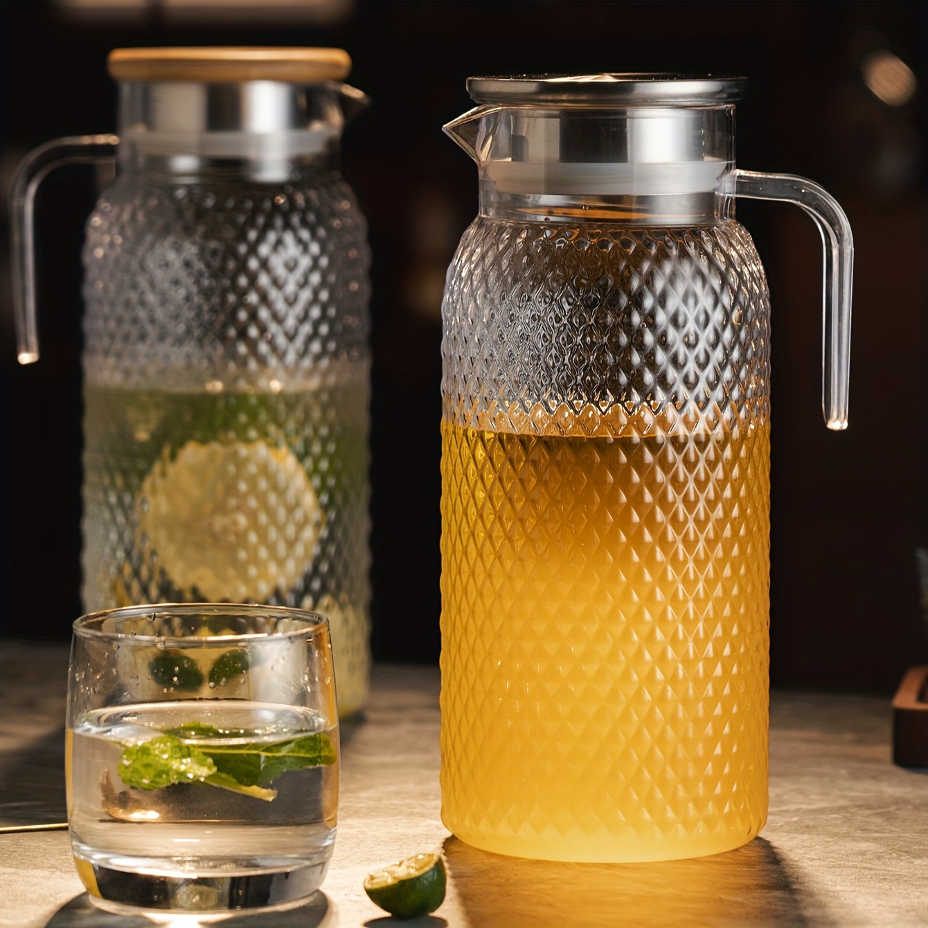 1pc premium pitcher with lid pitchers for hot and cold beverages fridge storage juice water iced tea and milk container with airtight seal and   spout