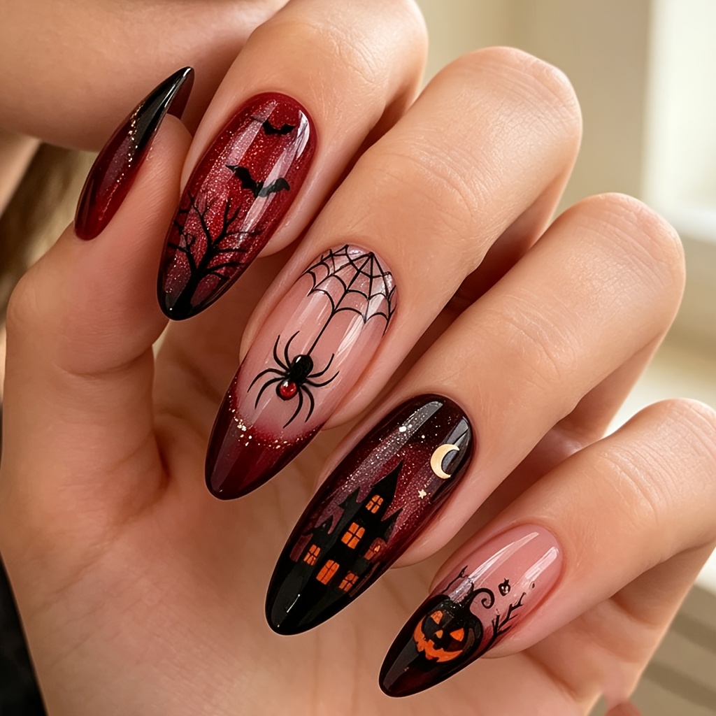TEMU Uñas postizas brillantes de media de , 24 unidades, uñas a presión, de uñas Y2K, manicura , set de uñas, uñas de mujer, uñas , uñas glamurosas,