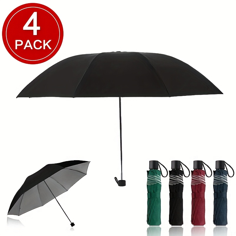 TEMU 4pcs Folding Umbrella, Umbrella Windproof Travel Umbrellas For Rain, Durable & Compact Umbrella, Portable Umbrella For Travel, Casual Durable