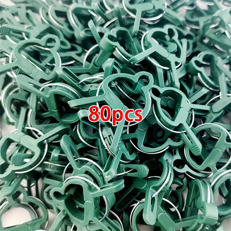 TEMU 80pcs Clips de jardin verts de 4,5 cm, Clips de support pour plantes de tomates et de fleurs, Clips de jardinage en plastique, Clips de de