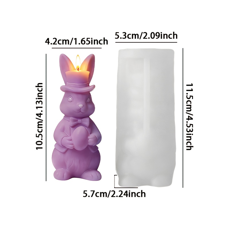 TEMU Moule à bougie Lapin de Pâques - Design de lapin tenant des œufs, bougie d'aromathérapie et décoration de fêtes, matériau d'artisanat