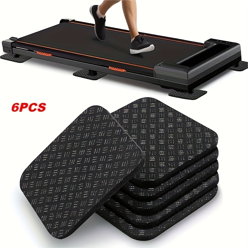 E-shop 6 Stück Laufbandmatte Pads, 4" x 4" x 0,2" Doppelseitige Rutschfeste Trainingsgeräte Matte für Bodenschutz, Hochdichte Silikon