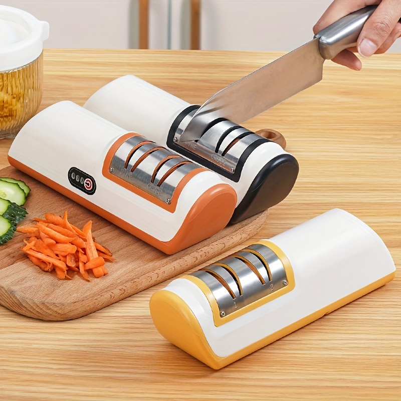 

Usb Rechargeable Knife Sharpener - & Kitchen Sharpening Tool For And Restaurant Use, Stainless Steel, 1200mah Battery