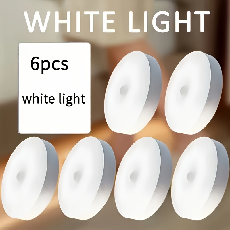 Image of Set Of 6 Usb Motion-sensor Wall Lights, 8 Led Round Modern Ceiling/wall Lights, Plug-and-play (includes Usb Cable), Energy- Motion-sensor Lights For , , Bedrooms, And Garages